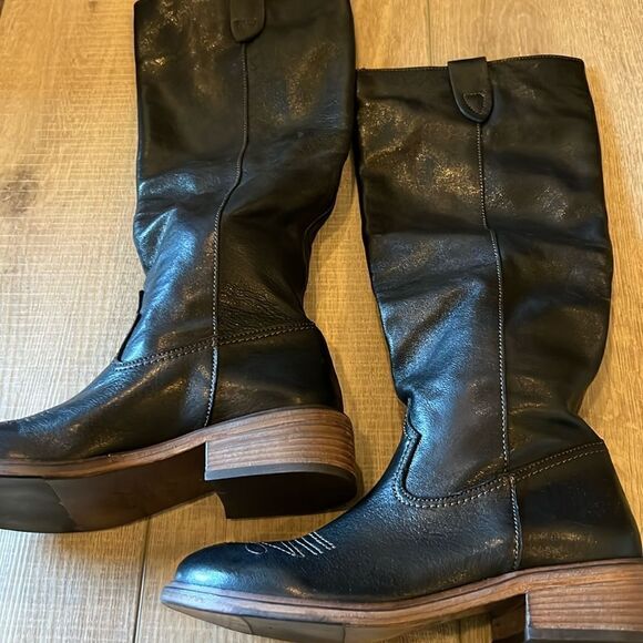 Free People Arya Italian Leather Riding Boots Black EU 36 US 6 - Picture 7 of 15